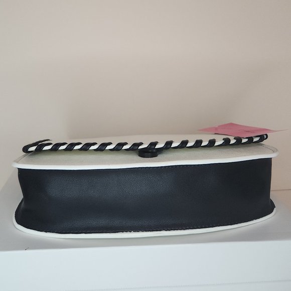 Betsey Johnson Whipstitch XOBRIDGE Crossbody Purse - White/Black - NWT - Picture 8 of 10